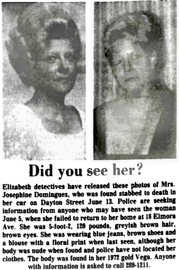 Josephine Dominguez Murdered June 5, 1977 Elizabeth, Union County, New Jersey